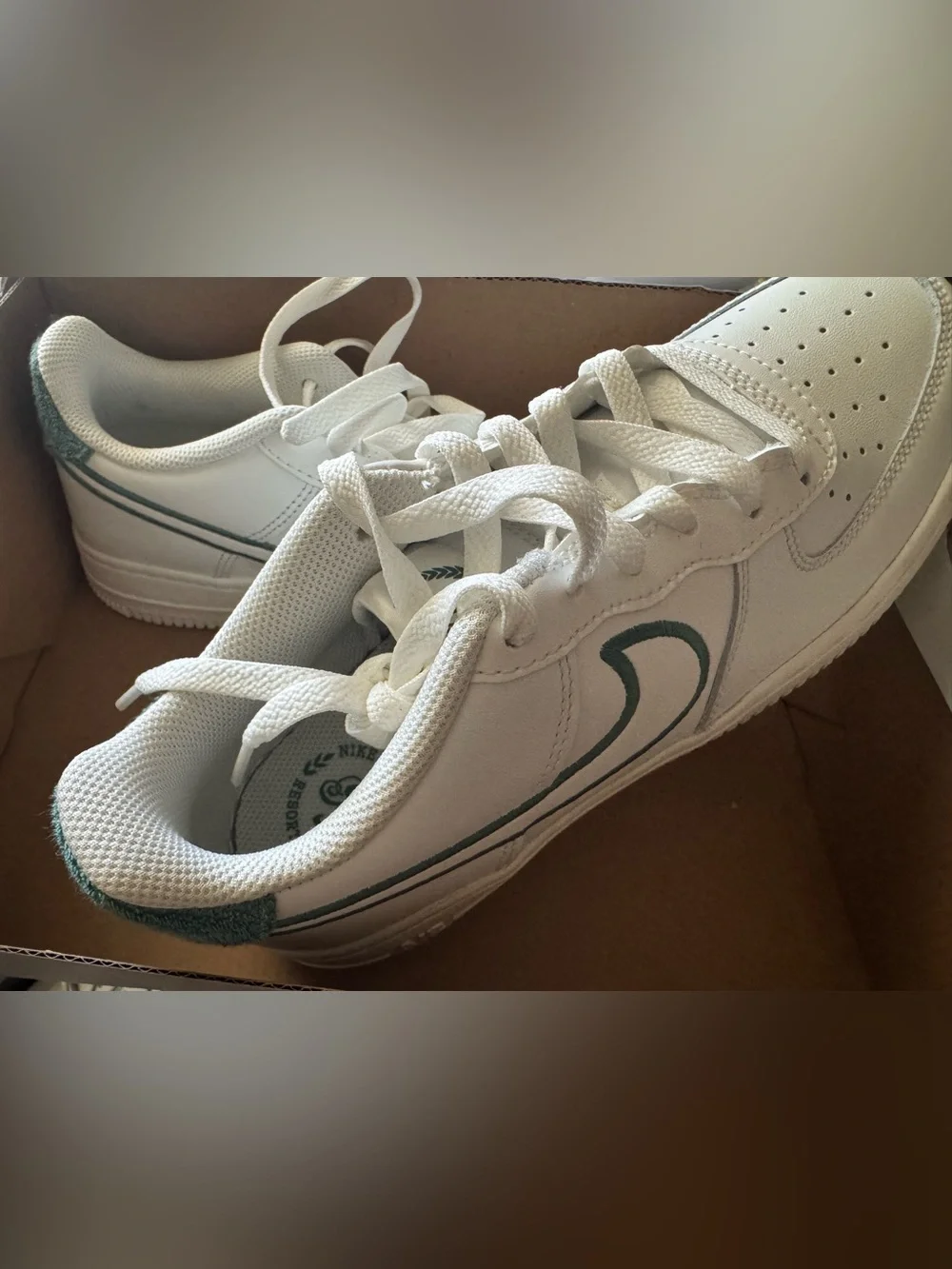 Nike Kids White Sneakers with mint Accents